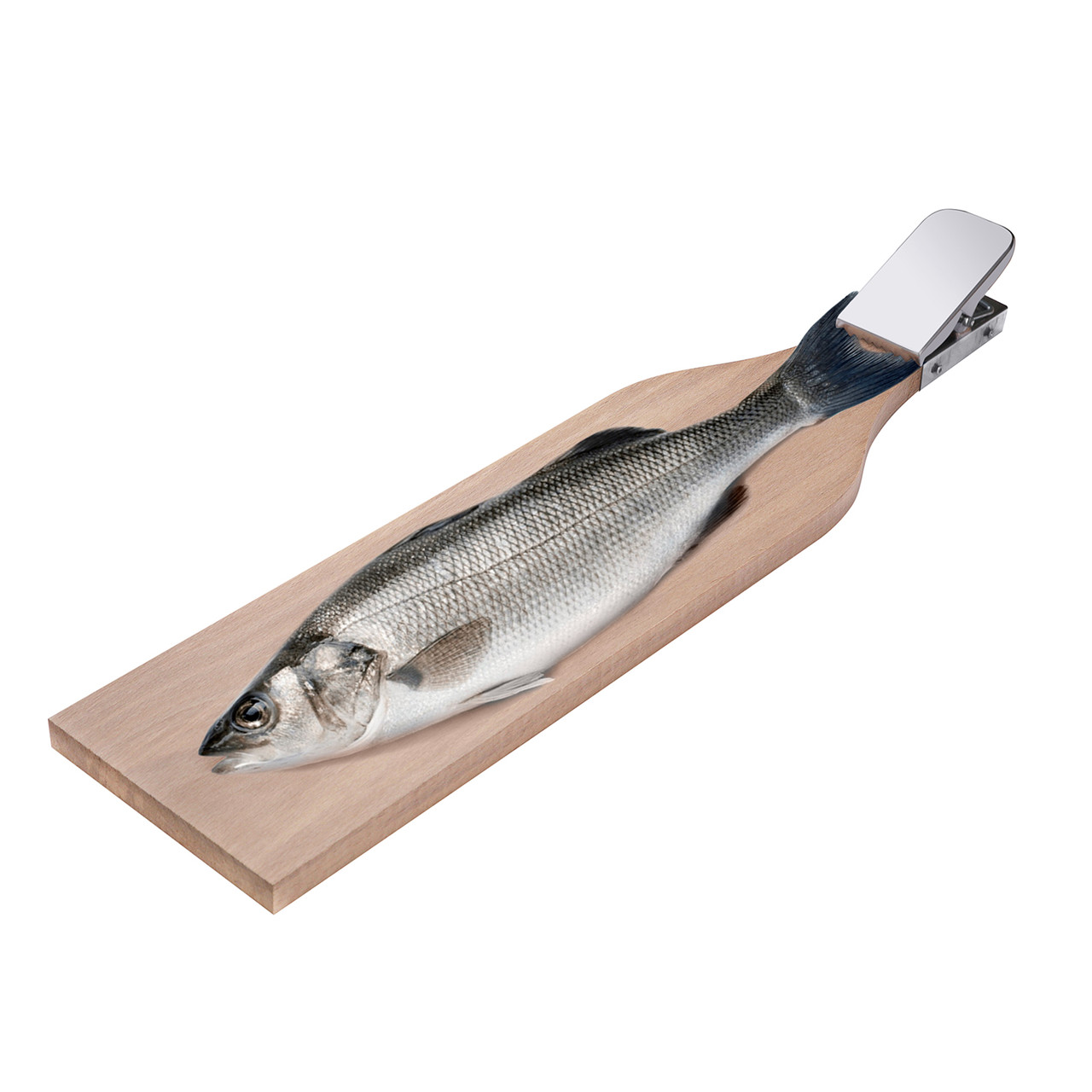 Дошка обробна для чищення риби із затискачем з бука 48х14 см Wood&Steel