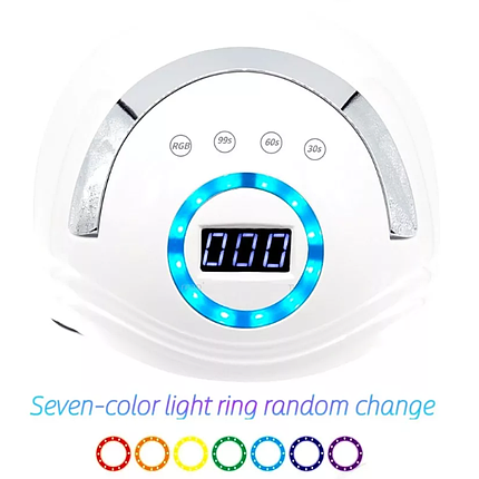 Ультрафіолетова LED лампа SUN Y10 248 Вт для сушіння гель-лаку, гелю з RGB підсвіткою біла, фото 3