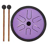Глюкофон музичний інструмент барабан Ø14.5 см, з паличками, чохлом і напальчниками — Фіолетовий, фото 4
