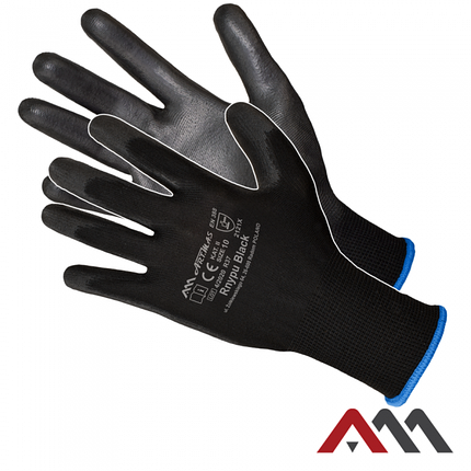 Захисні рукавички з поліуретановим покриттям ArtMas RnyPu Black kat.2, фото 1