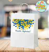 Пакет патріотичний "Жовто-блакитні серця, Слава Україні"  28х19х11 см