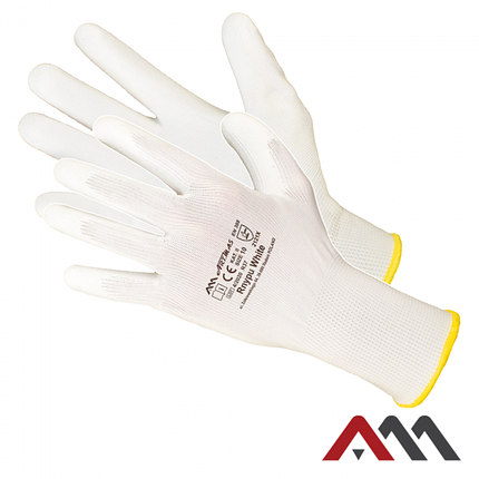 Захисні рукавички з поліуретановим покриттям ArtMas RnyPu White (12) KAT.2, фото 2