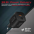 Мережевий зарядний пристрій Promate PowerPort-PDQC3 33 Вт USB-A порт + USB-C кабель Black (powerport-pdqc3.black), фото 4