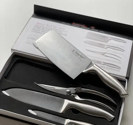 Дуже якісний універсальний набір стальних ножів для кухні Zepter 4 pcs knife set кухонні ножі, фото 1