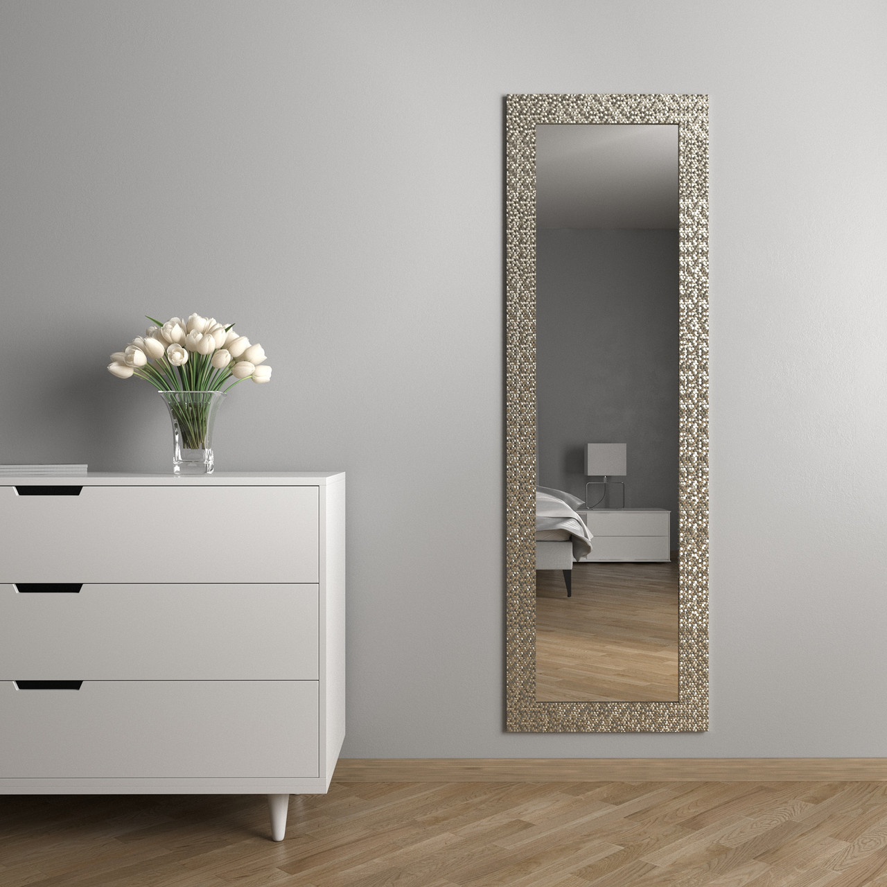 Високе дзеркало на стіну 176х56 Нікель | Сріблясте | Black Mirror вологостійке | Для ванної кімнати, фото 1