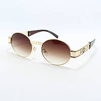 Солнцезащитные женские узкие овальные очки, золотистая оправа