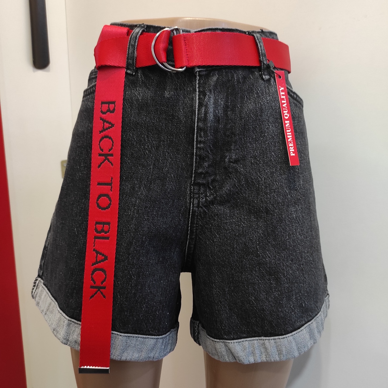 Шорти жіночі джинсові короткі пояс чорні, фото 1