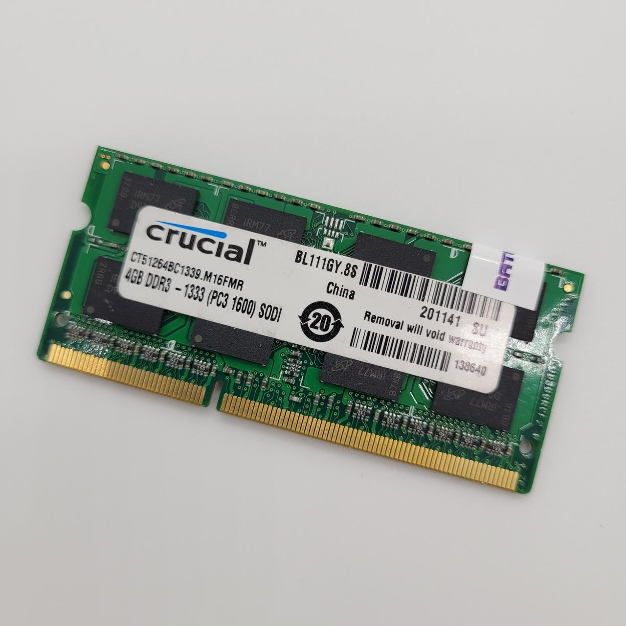 Оперативна пам'ять для ноутбука Crucial SODIMM DDR3 4Gb 1333MHz 10600s CL9 (CT51264BC1339.M16FMR) Б/У