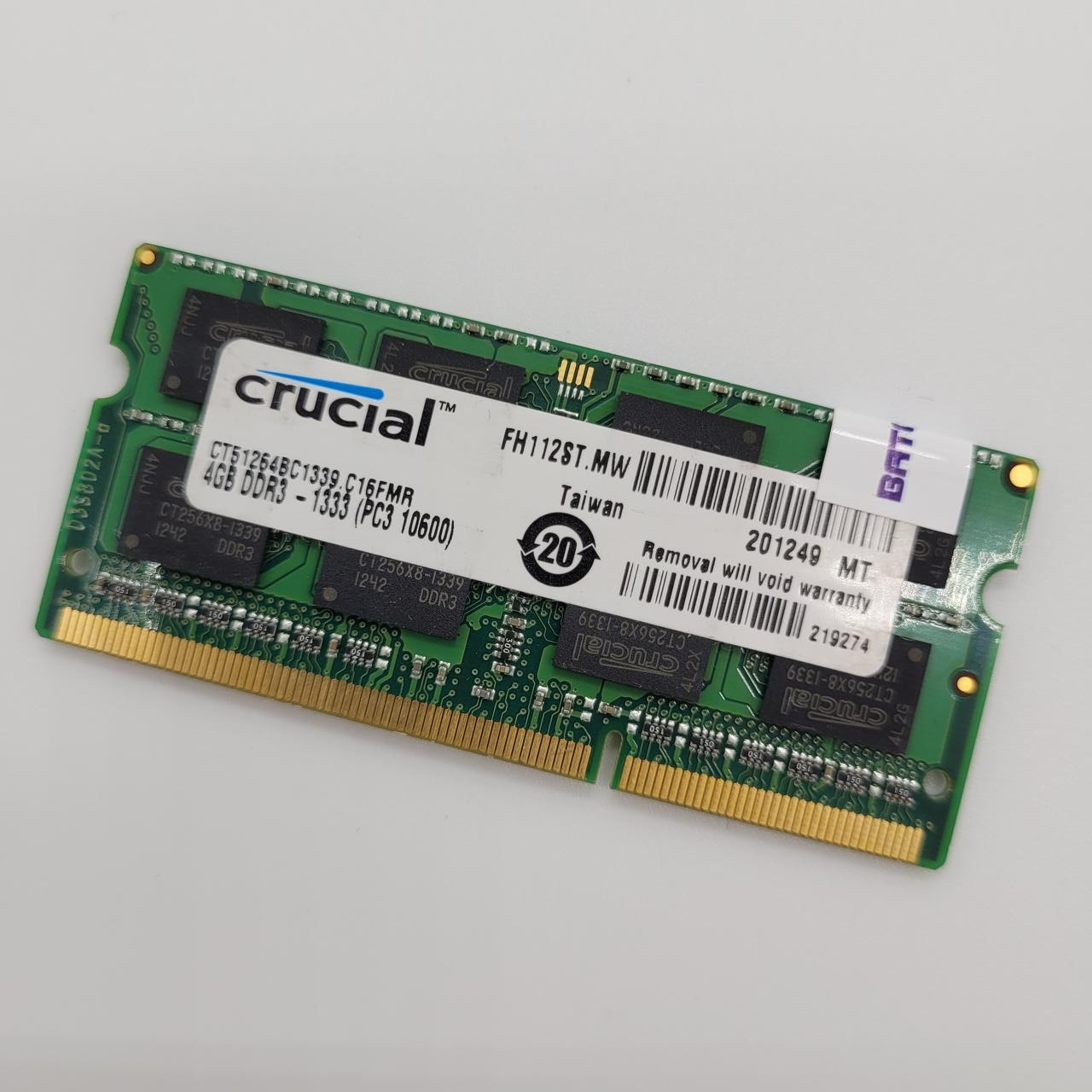 Оперативна пам'ять для ноутбука Crucial SODIMM DDR3 4Gb 1333MHz 10600s CL9 (CT51264BC1339.C16FMR) Б/У
