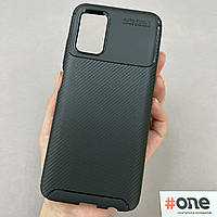 Чехол для Samsung Galaxy A03s плотный карбоновый чехол на телефон самсунг а03с черный AU6