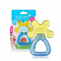 Прорезыватель-погремушка Brush-Baby Cool&Calm Teether (от 4 месяцев) цвет голубой с желтым