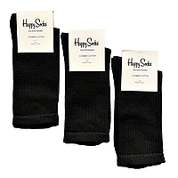 Носки мужские "Happy Socks". 41-45р. Черные. Высокие, теннис, демисезонные.