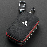 Автомобильный кожаный чехол брелок для ключей от машины, брелок сигнализации натуральная кожа Mitsubishi