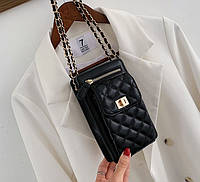 Женская мини сумочка клатч с цепочкой стеганная