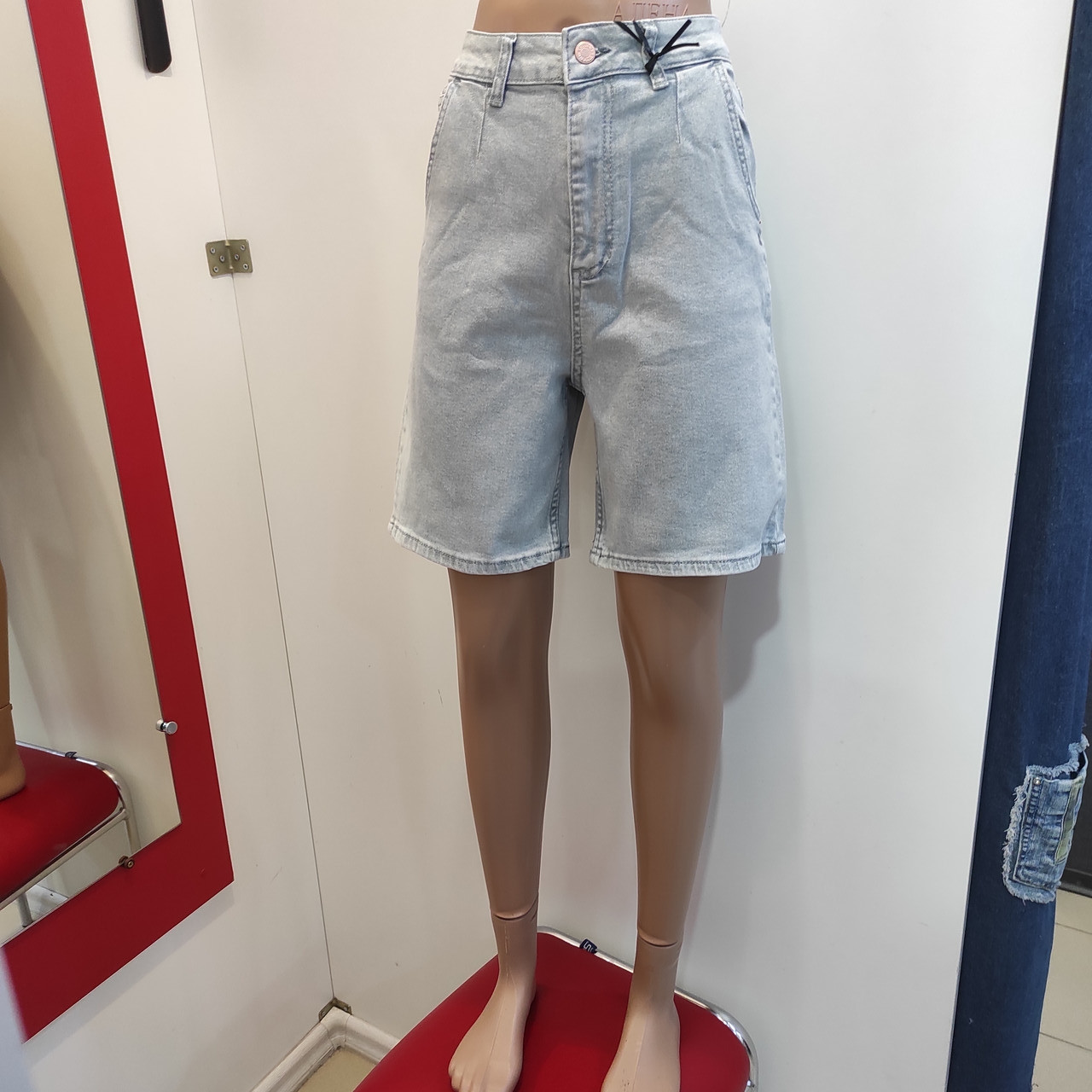 Шорти бермуди жіночі джинсові стрейч світло-сірі, фото 1