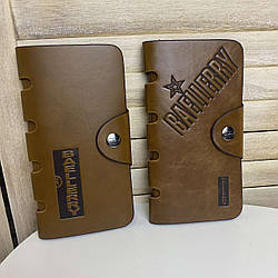 Чоловічий вертикальний гаманець клатч Baellery коричневий портмоне екошкіра
