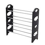 Полиця органайзер для взуття стелаж shoe rack складана стійка підставка чорна взуттєва шафа, фото 8