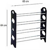 Полиця органайзер для взуття стелаж shoe rack складана стійка підставка чорна взуттєва шафа, фото 7