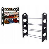 Полиця органайзер для взуття стелаж shoe rack складана стійка підставка чорна взуттєва шафа, фото 9