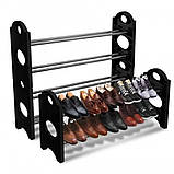 Полиця органайзер для взуття стелаж shoe rack складана стійка підставка чорна взуттєва шафа, фото 6