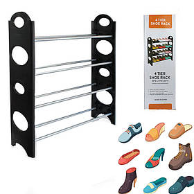 Полиця органайзер для взуття стелаж shoe rack складана стійка підставка чорна взуттєва шафа