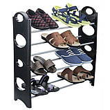 Полиця органайзер для взуття стелаж shoe rack складана стійка підставка чорна взуттєва шафа, фото 5