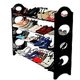 Полиця органайзер для взуття стелаж shoe rack складана стійка підставка чорна взуттєва шафа, фото 4