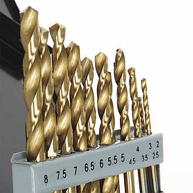 Набір свердел по металу Р6М5 титан метал бокс 2,0-8,0 мм 13шт Apro