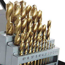 Набір свердел по металу Р6М5 титан метал бокс 1,0-13,0 мм 25шт Apro