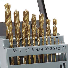 Набір свердел по металу Р6М5 титан метал бокс 1,0-10,0 мм 19шт Apro