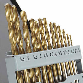 Набір свердел по металу Р6М5 титан метал бокс 1,5-6,5 мм 13шт Apro