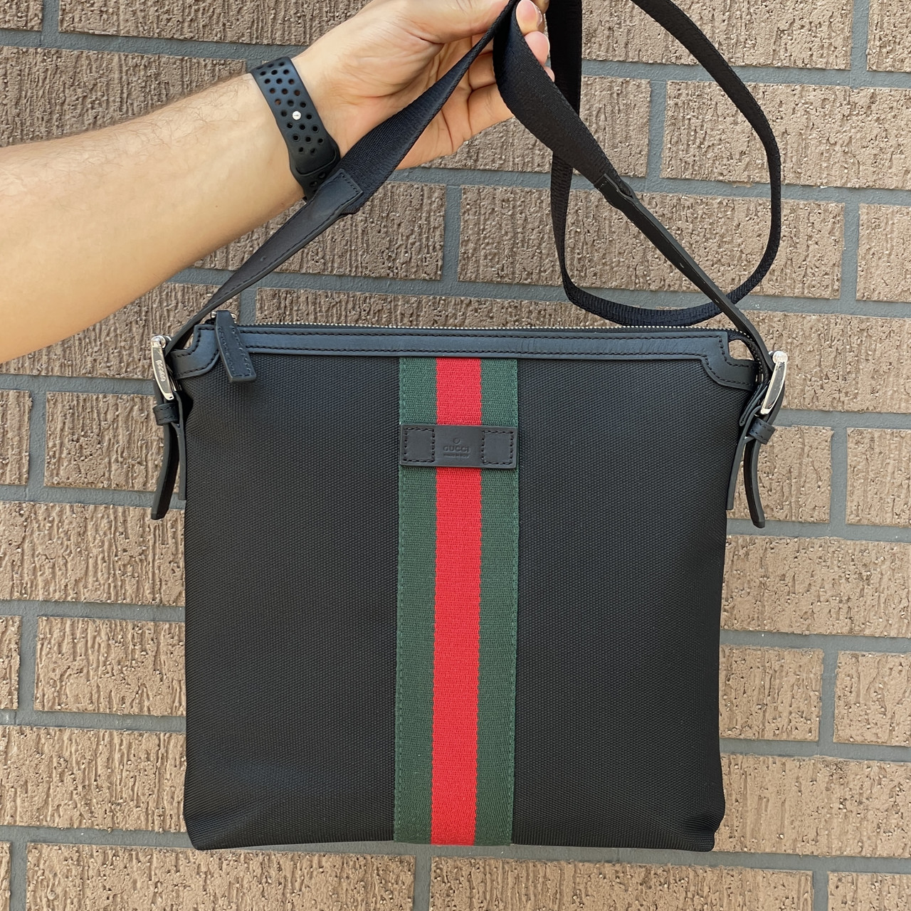 Модна сумка на плече Gucci чоловіча чорна (Гуччі)