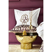Набір постільної білизни з покривалом + плед Karaca Home - Morocco purple-gold золотий євро(10)