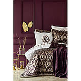 Набір постільної білизни з покривалом + плед Karaca Home - Morocco purple-gold золотий євро(10), фото 5