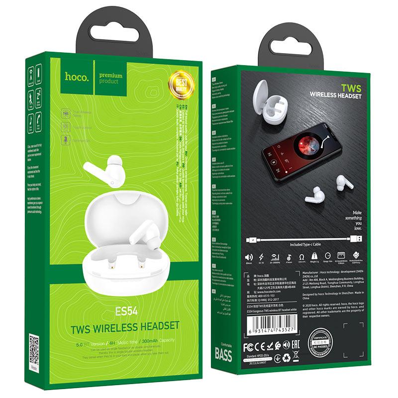Безпровідні навушники TWS (Bluetooth) Hoco ES54 White
