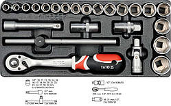 Ложемент з набором Головок 1/2" 24 предмети YATO YT-5537