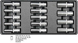 Ложемент з набором подовжених головок 1/2" 14 предметів YATO YT-5539