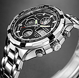 Якісний армійський і тактичний чоловічий годинник металевий з металевим браслетом, фото 8