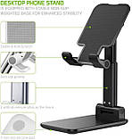 Підставка для телефона та планшета настільна складана з регулюванням висоти та кута нахилу Неlder чорна, фото 9