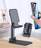 Підставка для телефона та планшета настільна складана з регулюванням висоти та кута нахилу Неlder чорна, фото 4