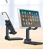 Підставка для телефона та планшета настільна складана з регулюванням висоти та кута нахилу Неlder чорна, фото 5