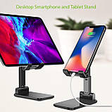 Підставка для телефона та планшета настільна складана з регулюванням висоти та кута нахилу Неlder чорна, фото 2
