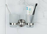 Подвійна склянка для щіток Frap F30108, нержавіюча сталь, фото 3