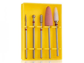 Набір фрез для тонкої кутикули в контейнері SET-5R RED, 5 шт