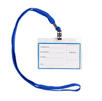Бейдж-идентификатор горизонтальный, пласт., 110х80 мм, с шнурком для крепления