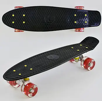Скейт (пенні борд) Penny board зі світними колесами колеса ЧОРНИЙ арт. 0990/76761
