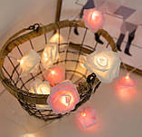 Гірлянда Троянди рози квіти 20 лампочок на 3м від USB біло рожеві, фото 10