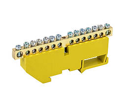 Шина ізольована «N/PE» на DIN-рейку ШЛІ6х9-14 жовта Ny95503128