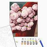 Картина за номерами Охапка піонів Полотно на дерев'яному підрамнику 40x50 см Квіти Набір для малювання Brushme GX36673, фото 2