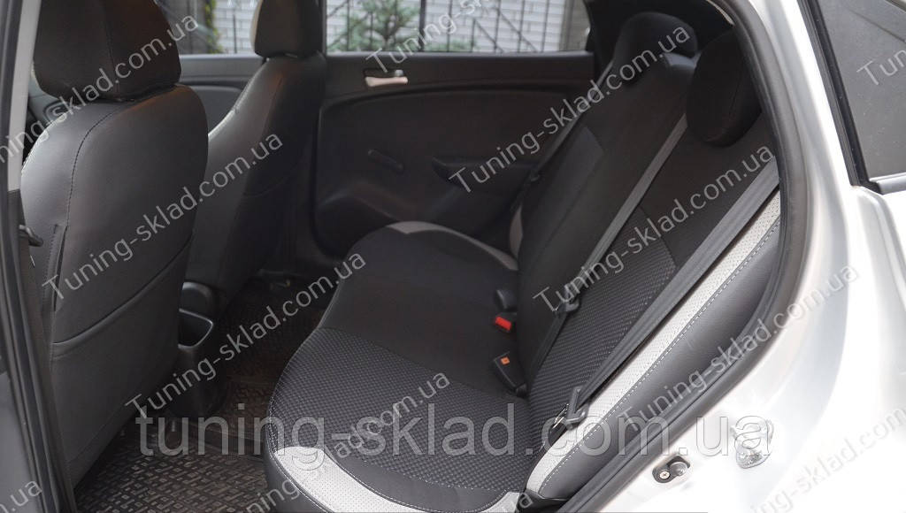 Чохли на сидіння Хендай Акцент 4 седан (чохли з екошкіри Hyundai Accent 4 4D стиль Premium), фото 1